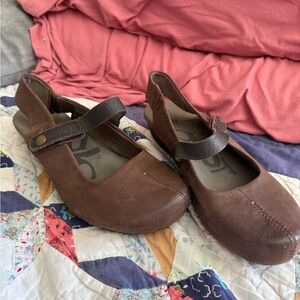 Brown Leather Women's Wedges